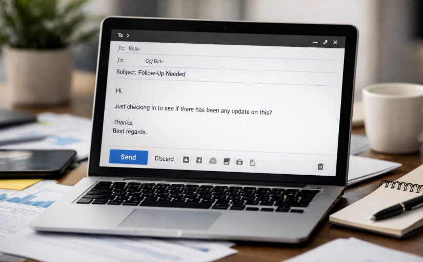 Laptop with unsent email draft highlighting communication gaps in small business